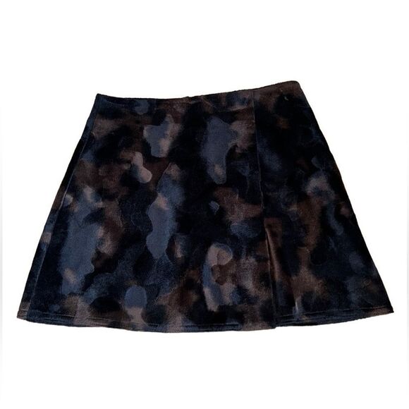 Morgan De Toi Brown & Black Faux Fur Mini Skirt - Size Small - Picture 1 of 4